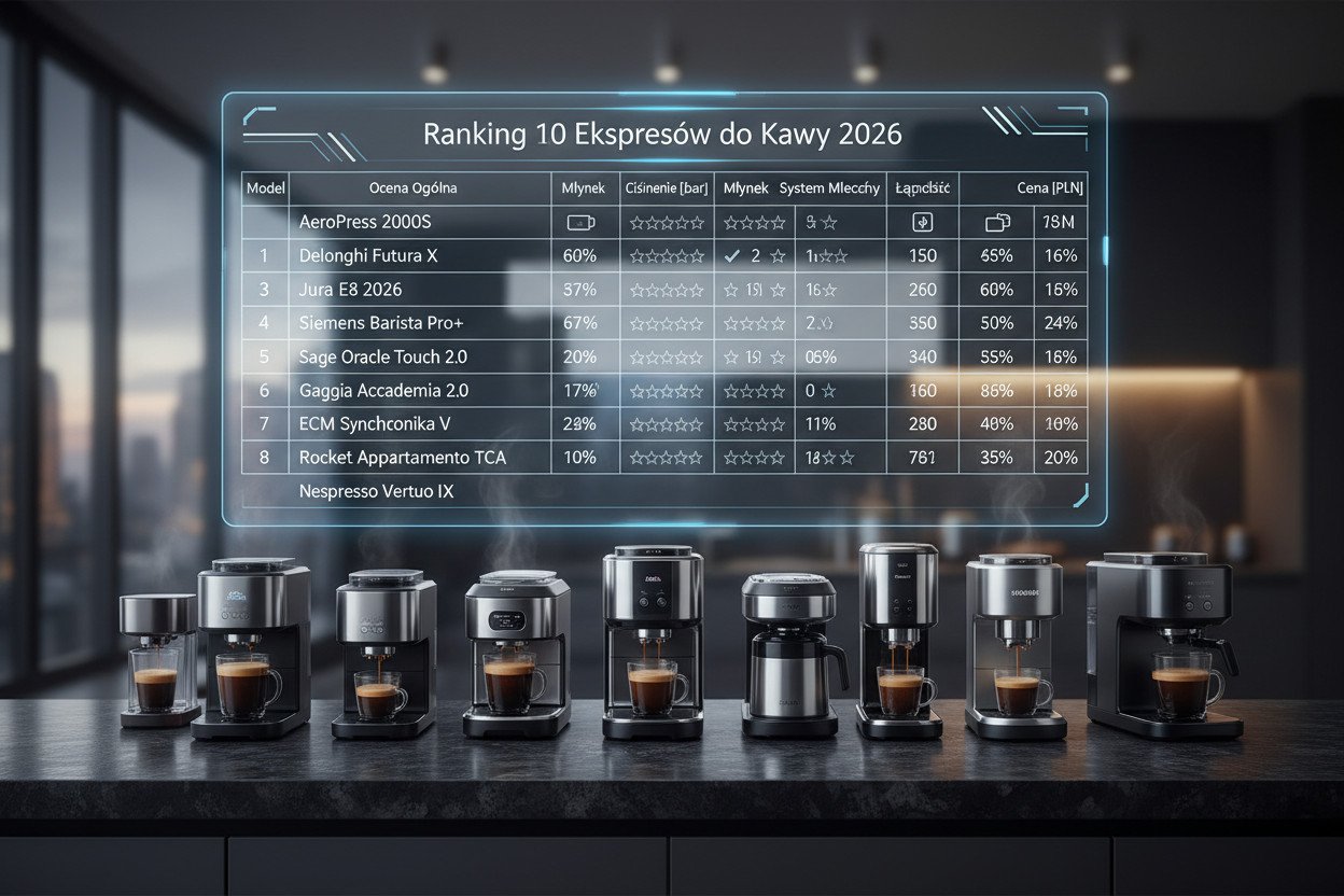 Ranking 10 ekspresów do kawy 2026 — tabela porównawcza