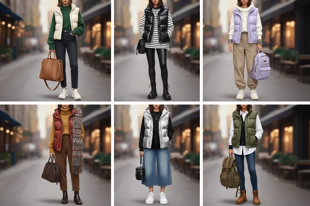 Vest outfit na co dzień — 6 zestawień, które działają